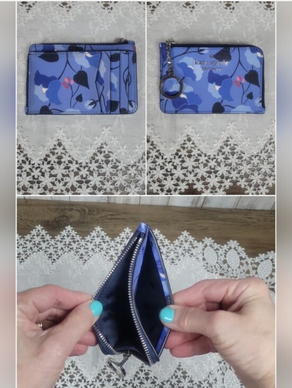 KS-2pc-Laurel Way Mini Allisanne Crossbody & Staci Nouveau Bloom Card Holder💙🩵 - Picture 6 of 9